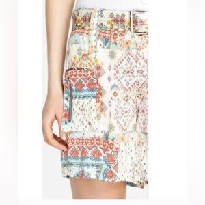 Johnny Was Mick print satin shorts with matching belt Size 8